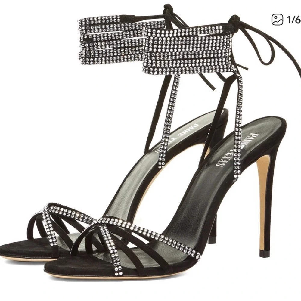 Paris Texas suede crystal holly Nicole lace up sandal